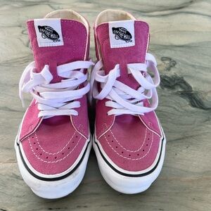 Vans Pink and White High-Top Sneakers